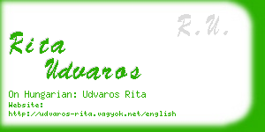 rita udvaros business card